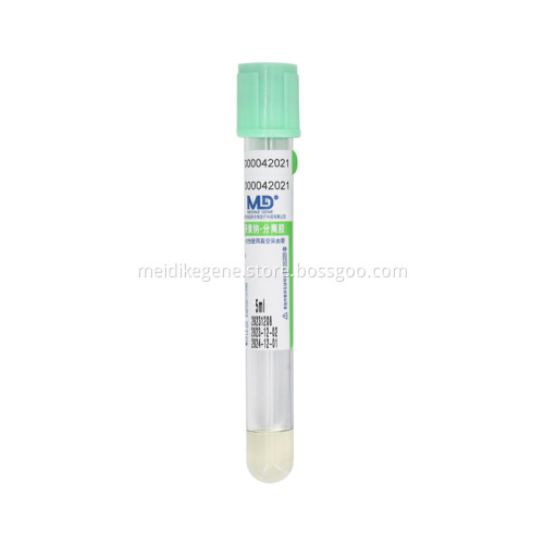 Gel & Sodium Heparin Tube Disposable Medical Vacuum Plasma Blood Collection Tube with Light Green Cap